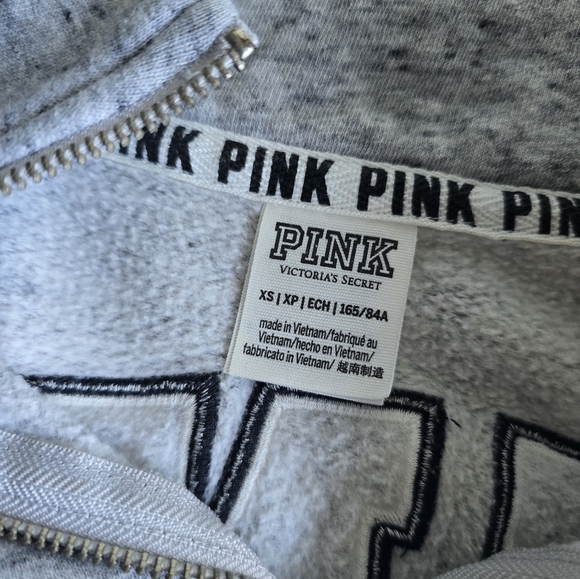 Victoria Secret PINK Quarter Zip Pullover Sweatshirt Women's Size XS Gray - Picture 4 of 7